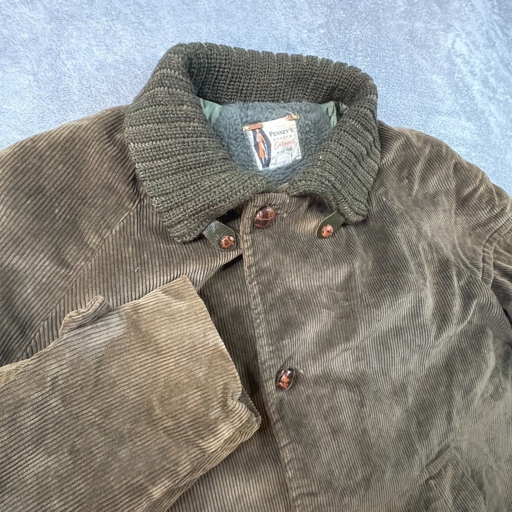 Rare VTG 1950s Penney's Men's 48 (Fits XL/XXL) Corduroy Car Coat SEE DESCRIPTION